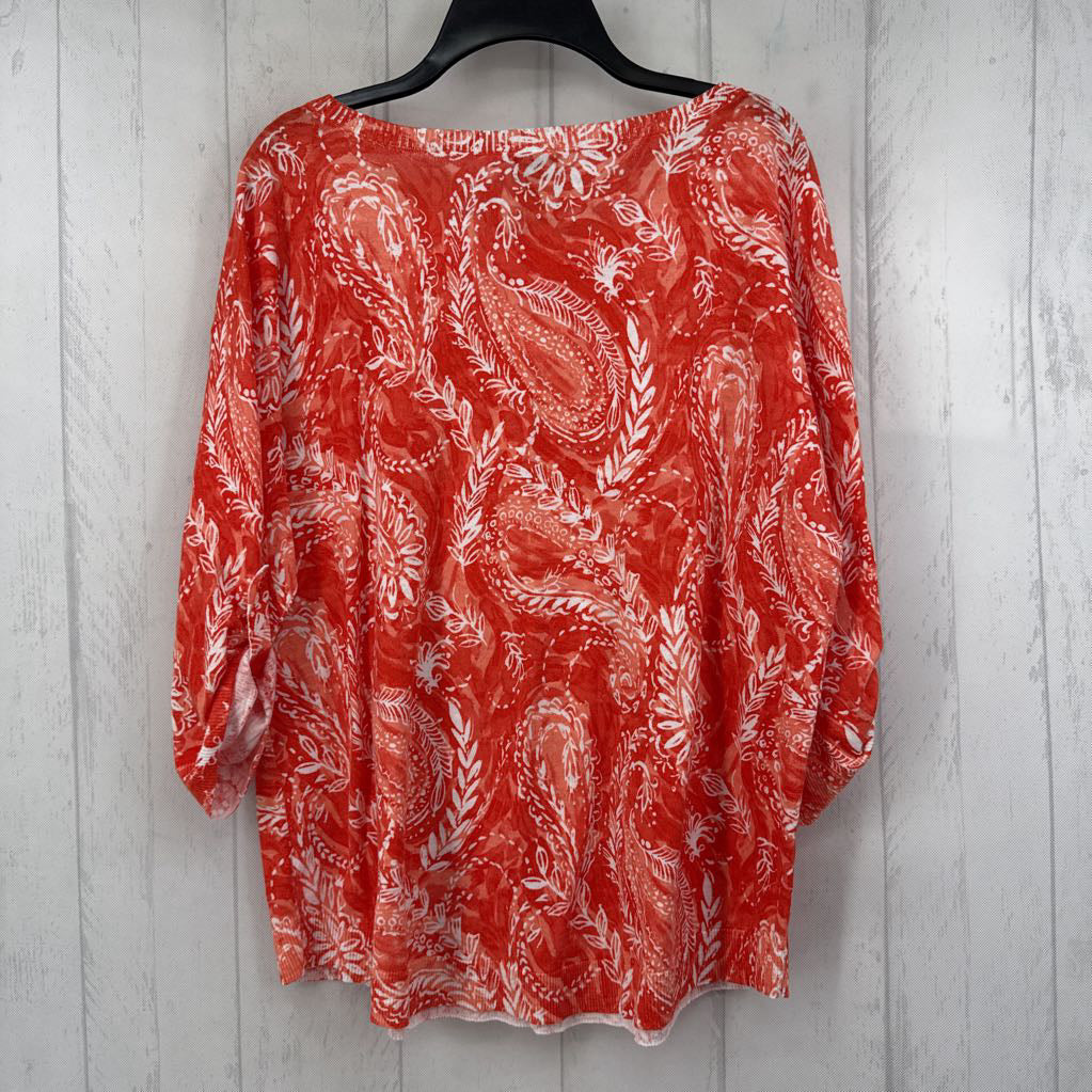 L paisley print tab slv top
