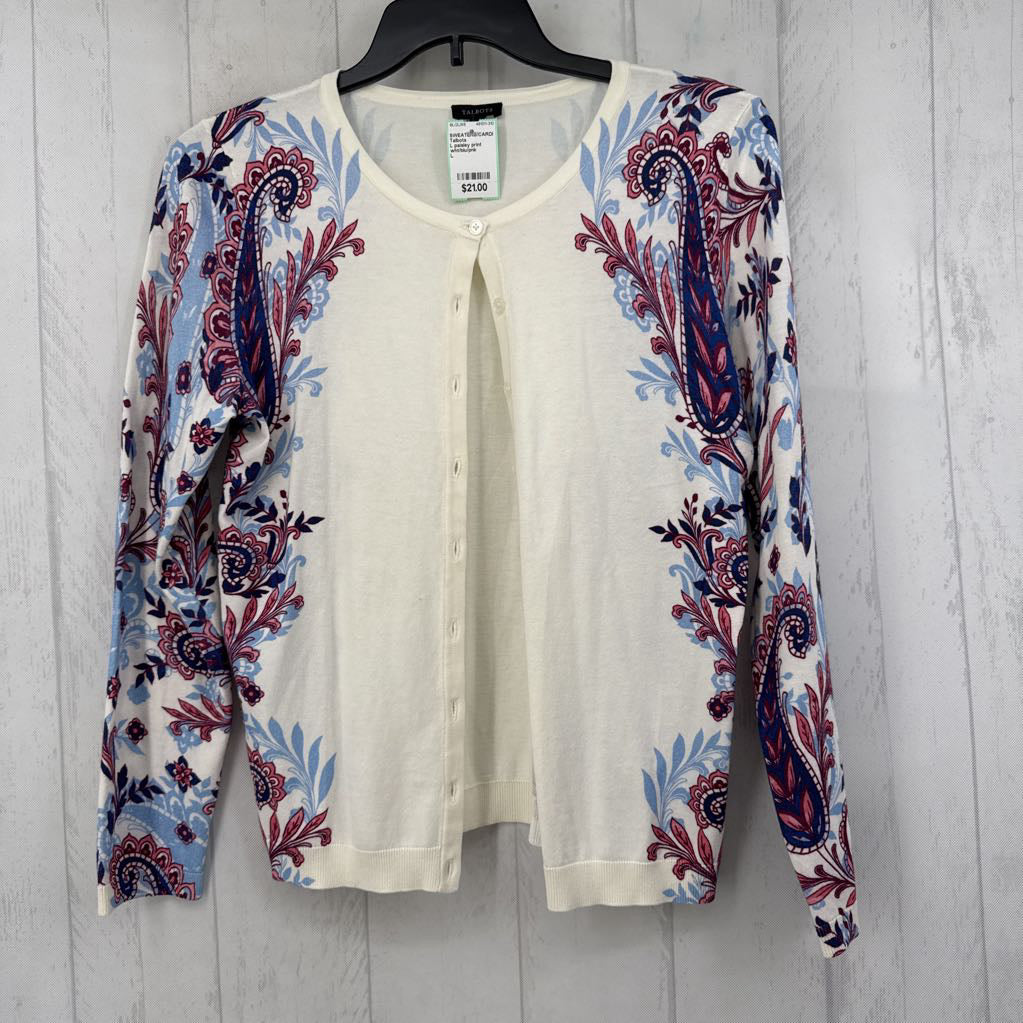 L paisley print detail button down cardi