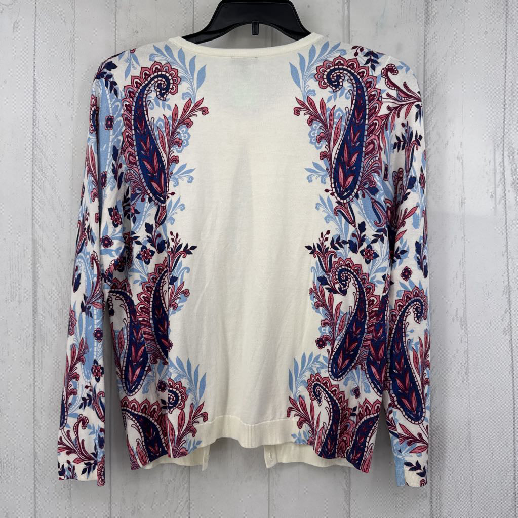 L paisley print detail button down cardi