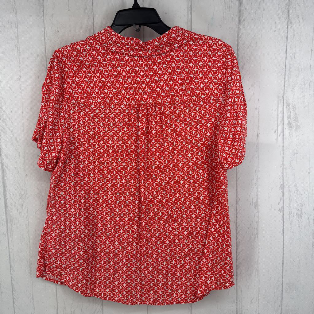 OX printed button down s/s top
