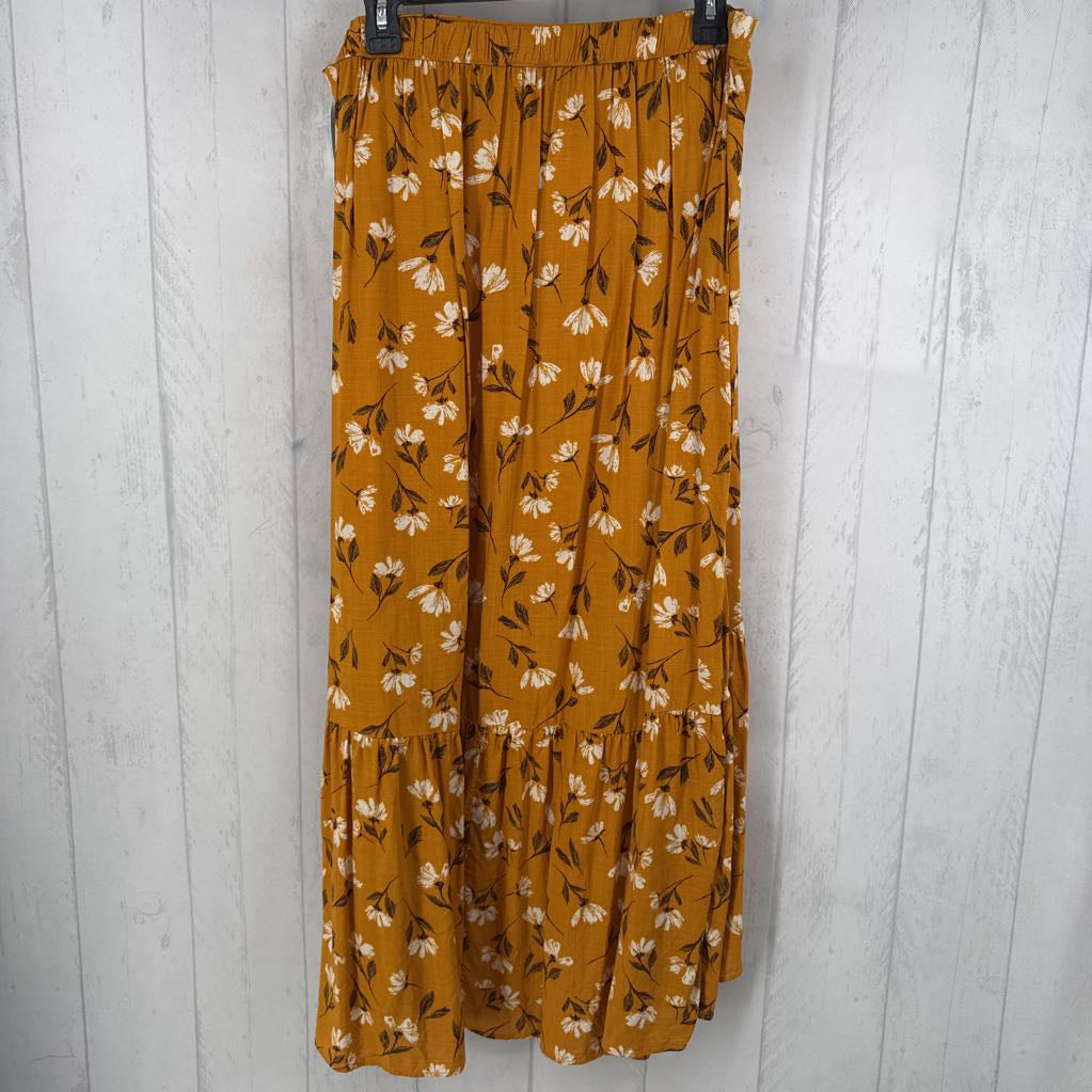 L flo print ruffled wrap skirt