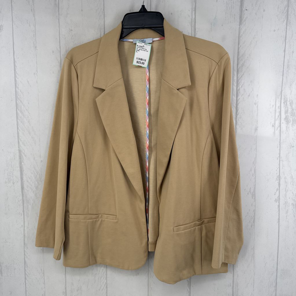 XL jersey knit 3/4 slv blazer