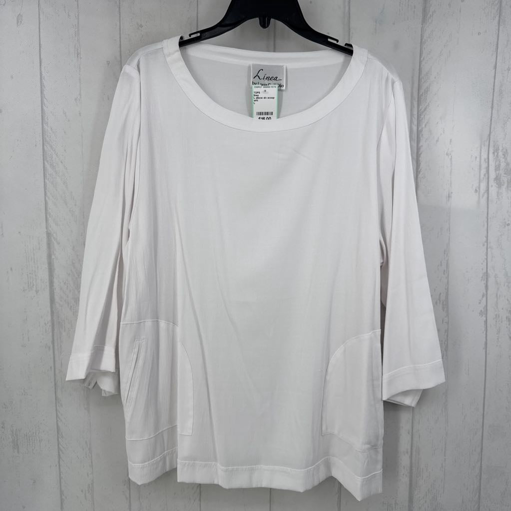 L elbow slv scoop neck top