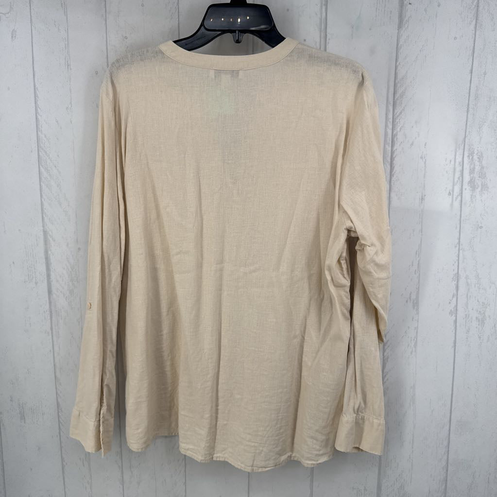 XL linen button down l/s top