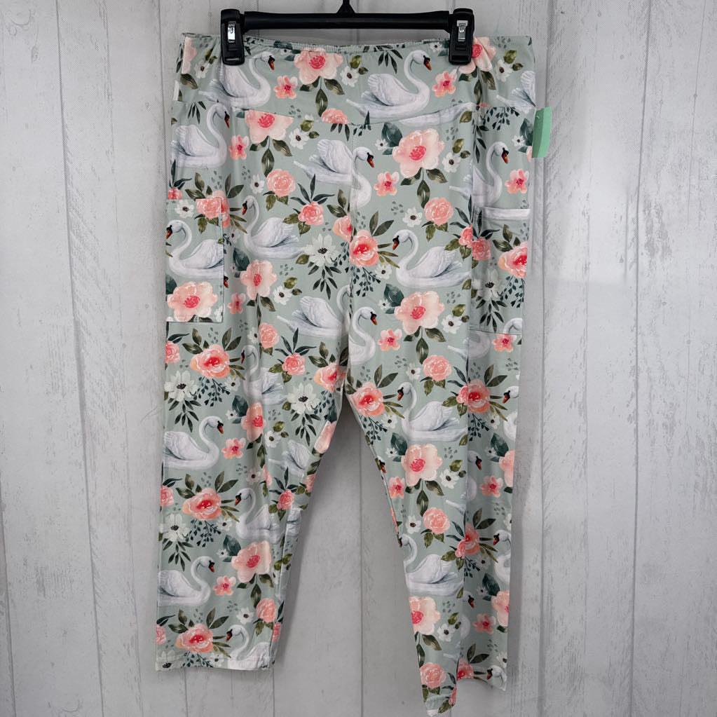 2XT/C swan & flo print legging