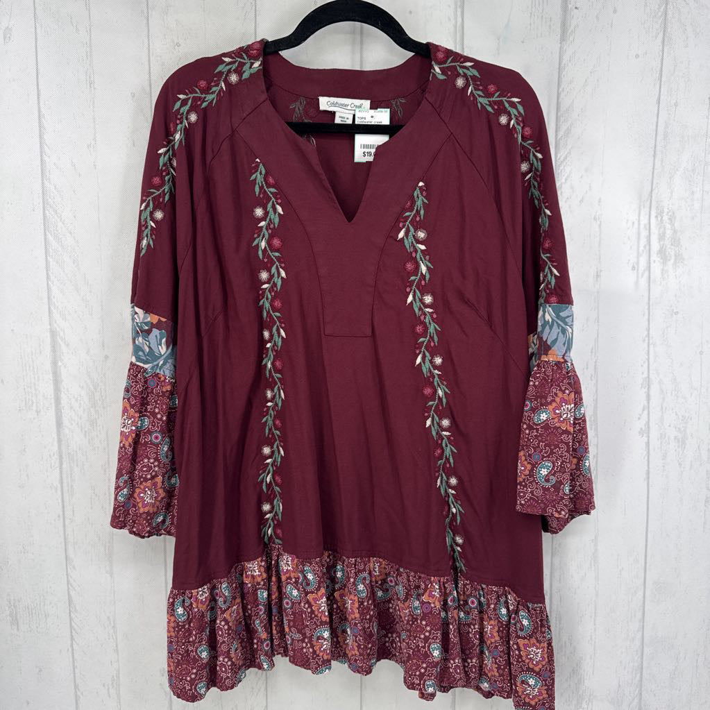 1X flo embroidered 3/4 slv tunic