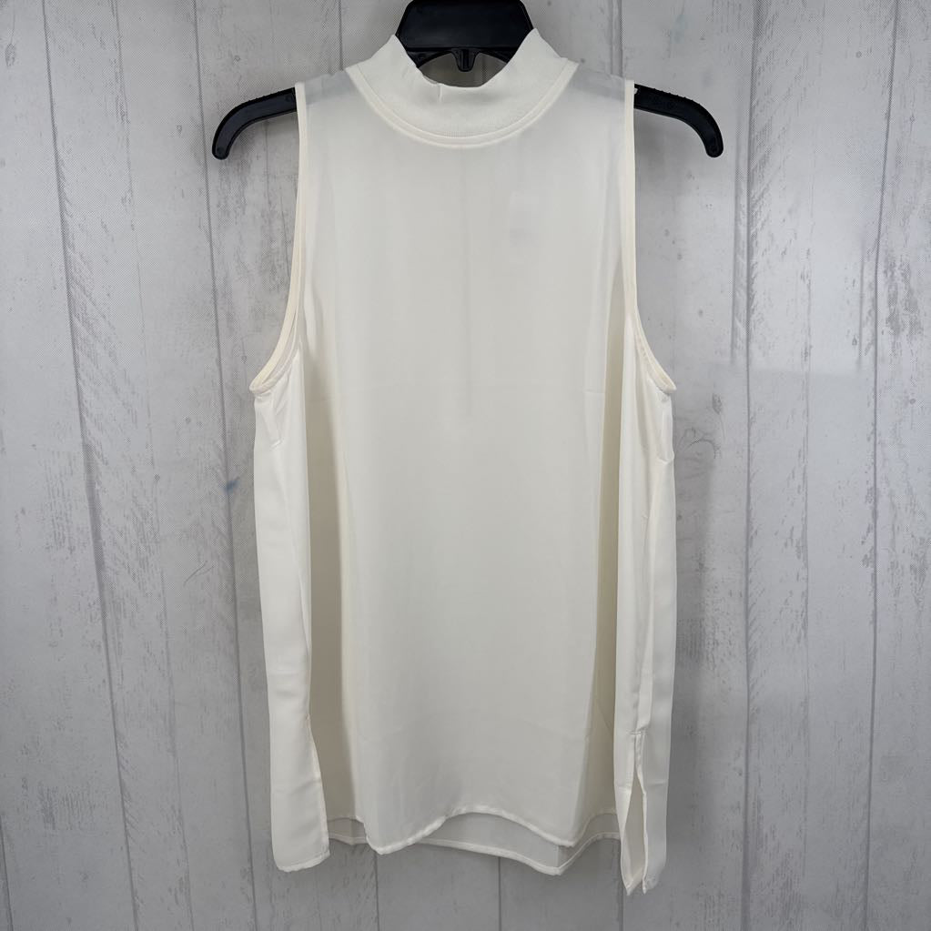 M mock neck back zip tank