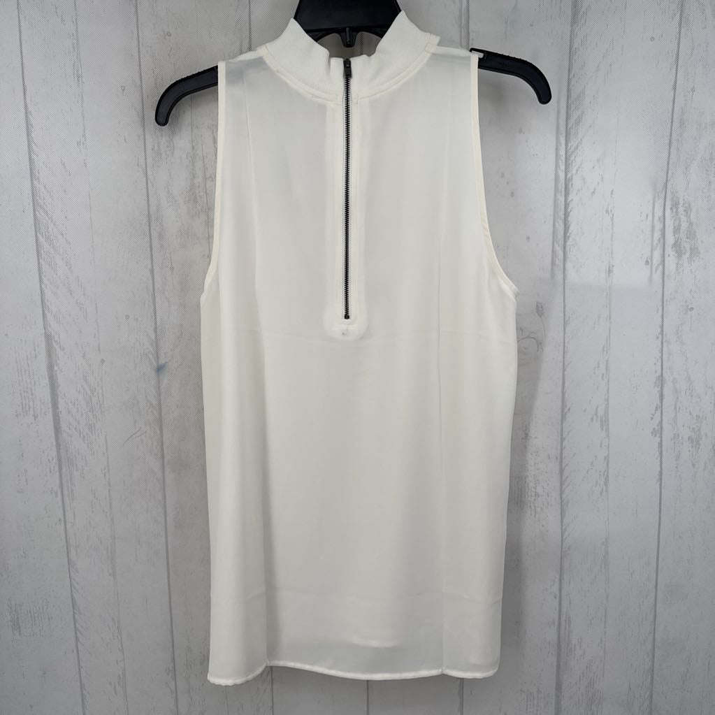 M mock neck back zip tank