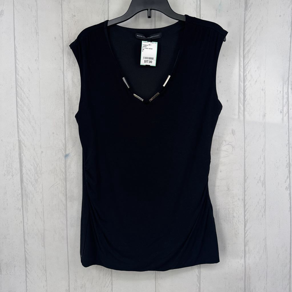 S v-neck silver hardware tank