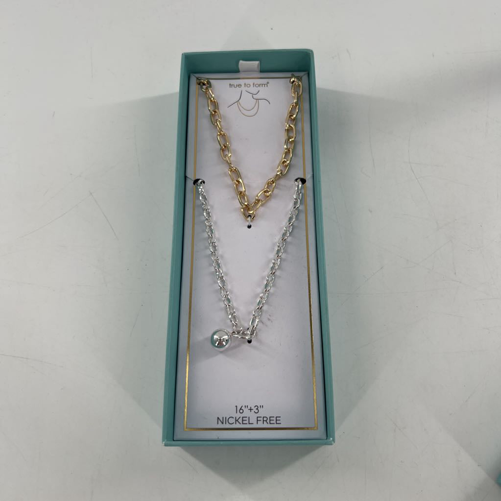mixed metals double strand necklace