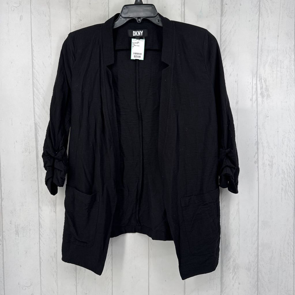 L open front ruched slv blazer
