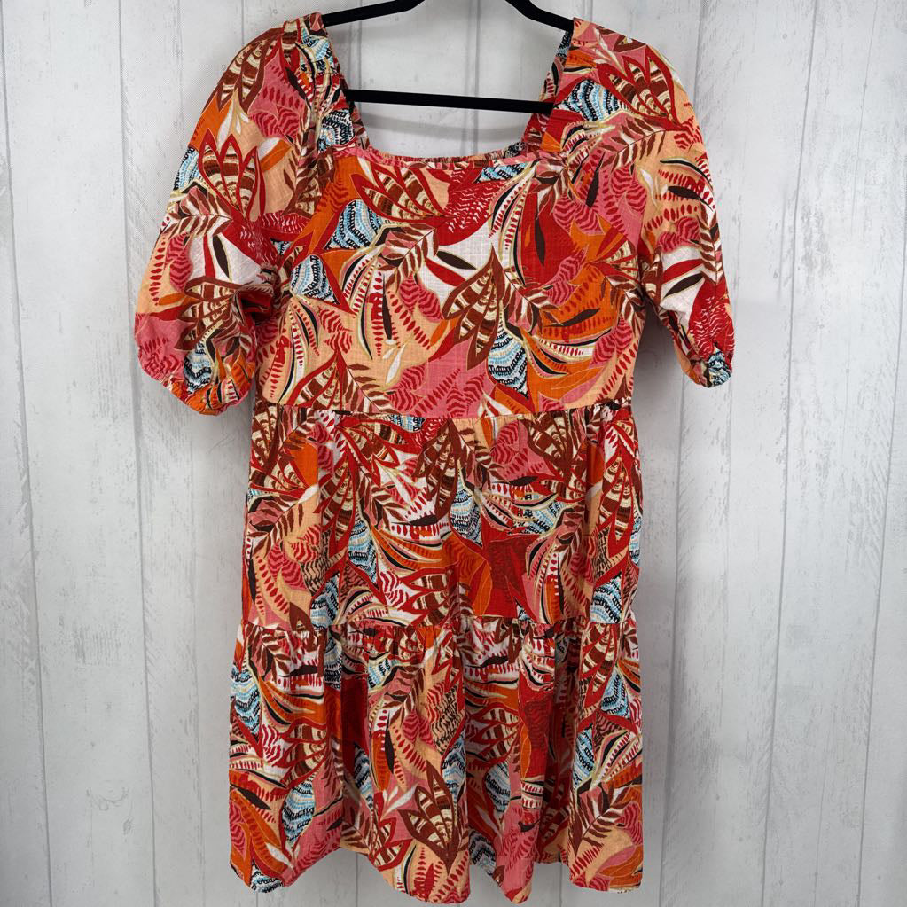 XL cotton flo print s/s dress
