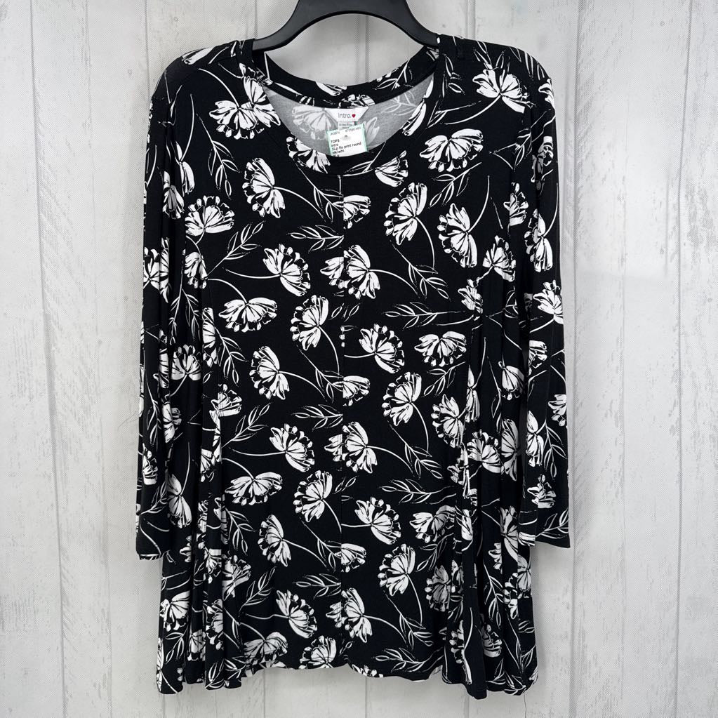 XLp flo print round neck 3/4 slv tee