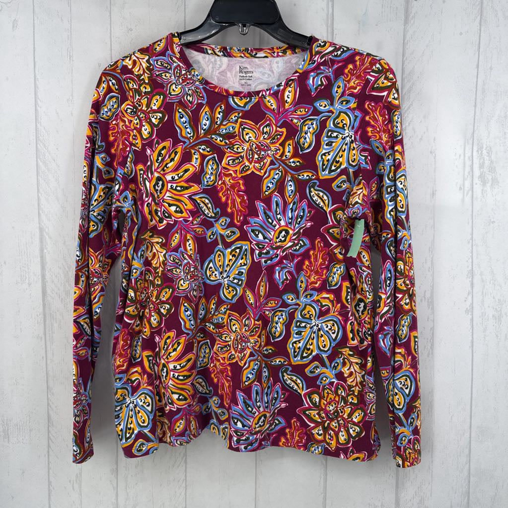 XL flo print round neck l/s tee