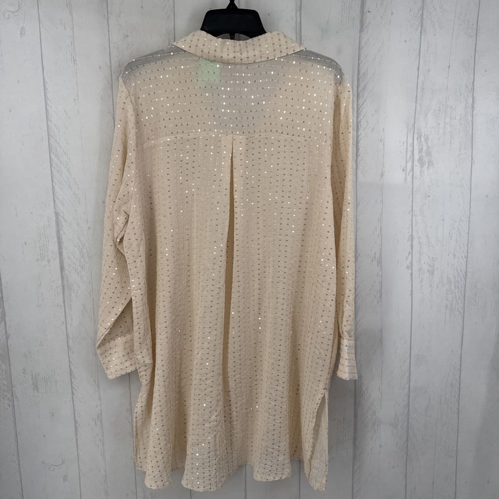 LP sequin button down l/s top