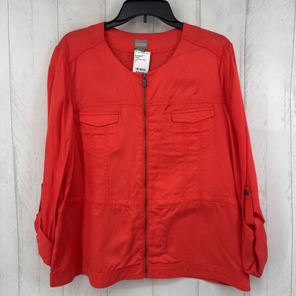 L zip front twill jacket