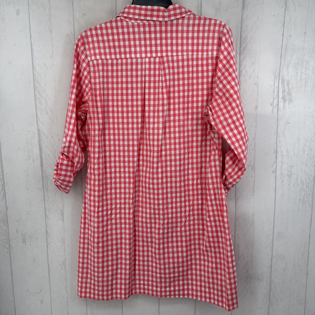 12 plaid 1/2 button down tab slv dress