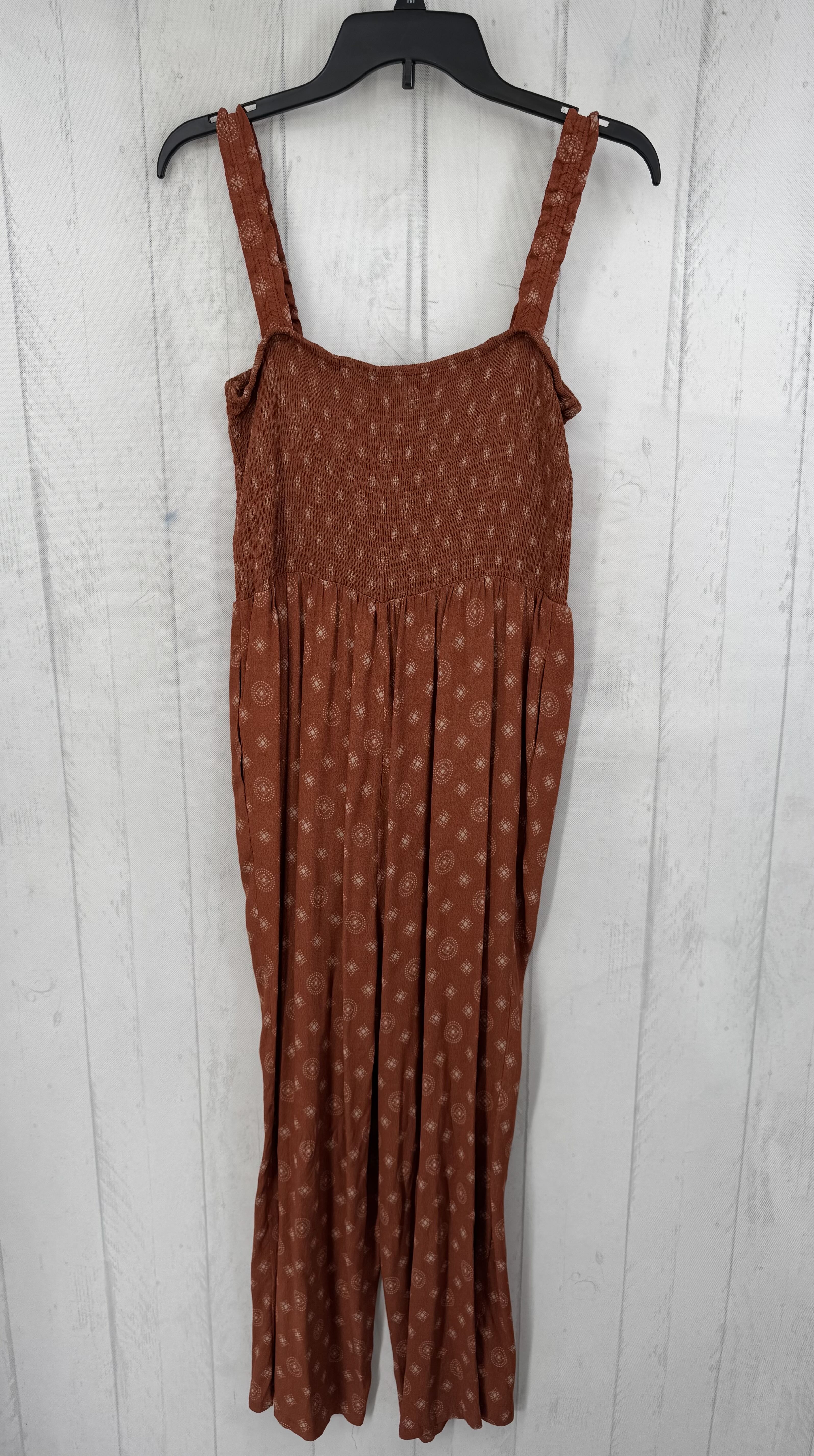 L printed smocked slvls jumpsuit