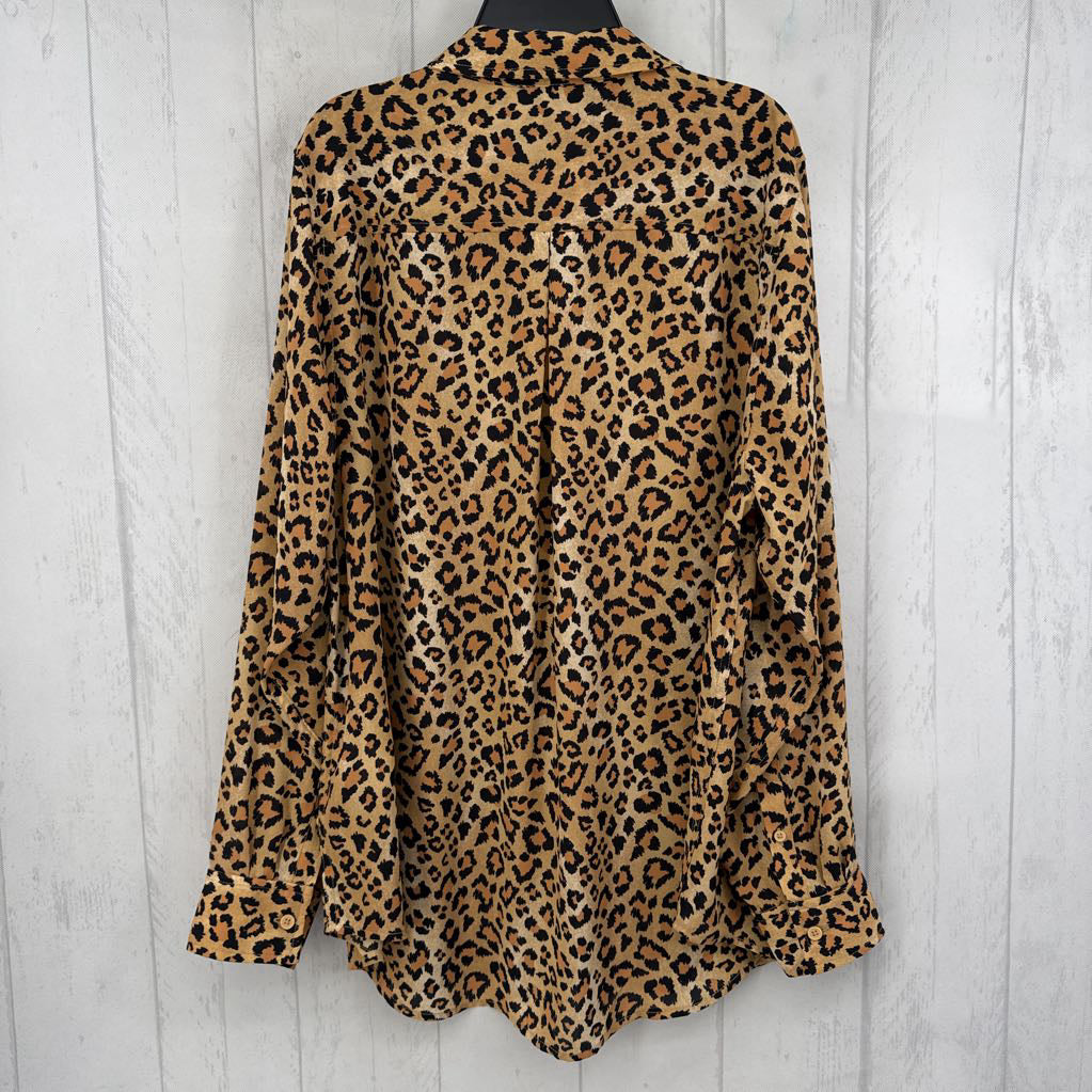 1X animal print button down l/s top