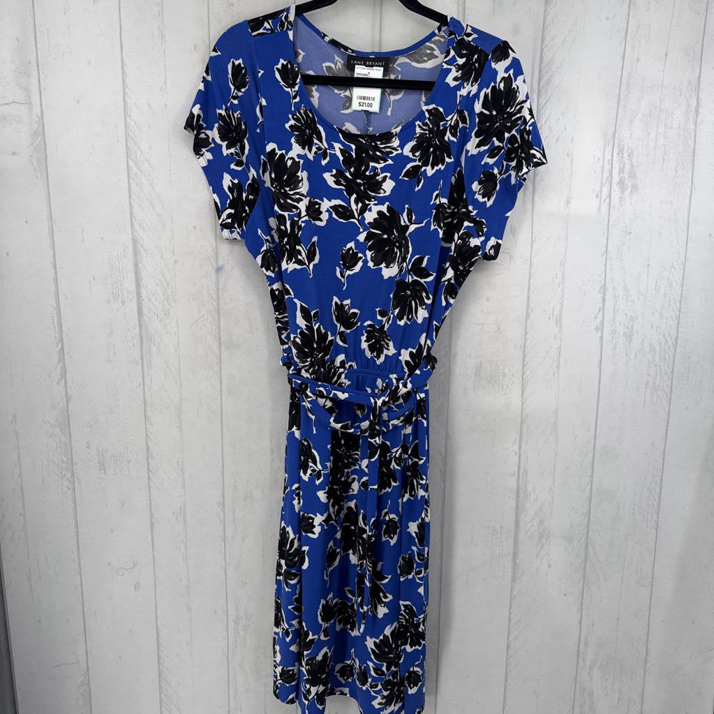 14/16 round neck flo print belted s/s dress