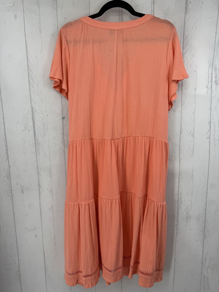 14/16 textured split neck tiered s/s dress