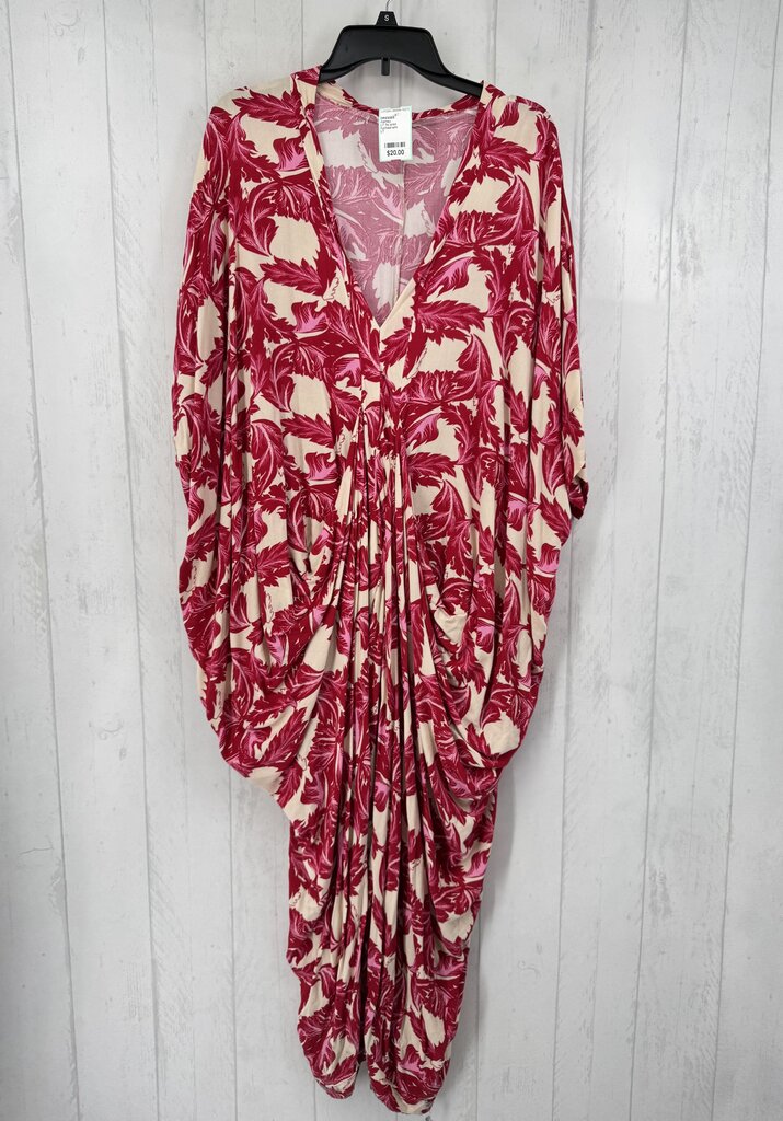 LT flo print gathered dolman slv dress