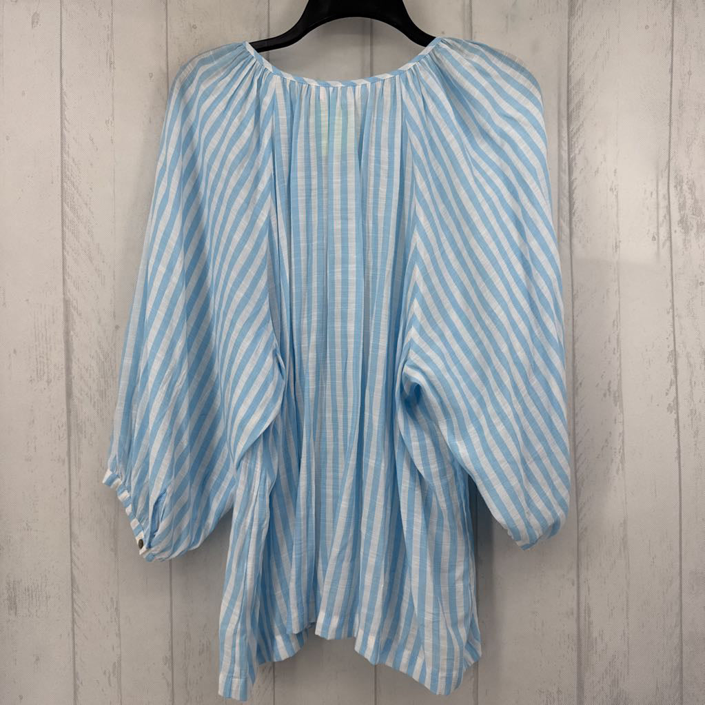 XXL striped button down 3/4 slv top