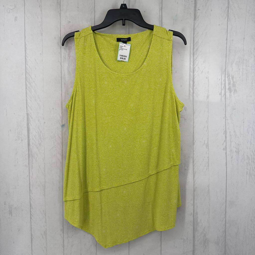 L printed scoop neck asymetrical hem tank