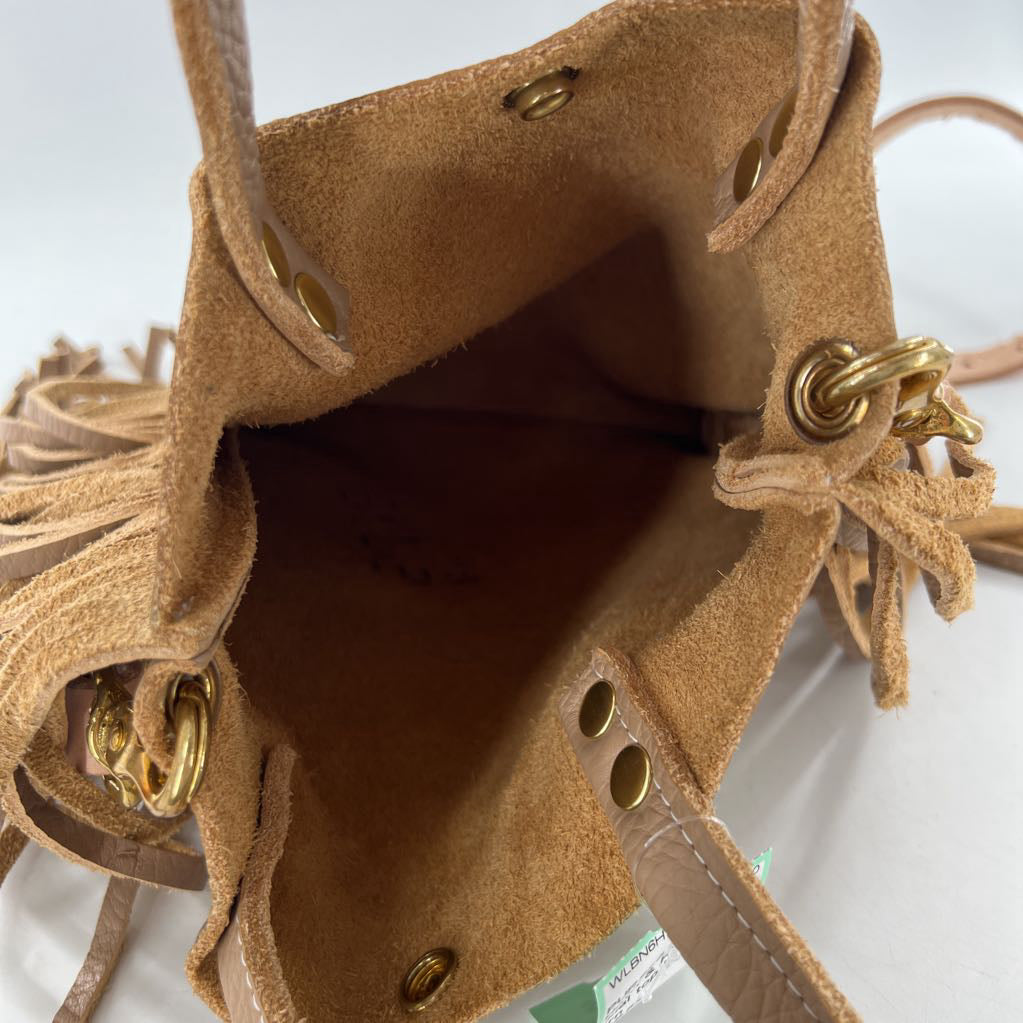 dual top handle mini fringe tote