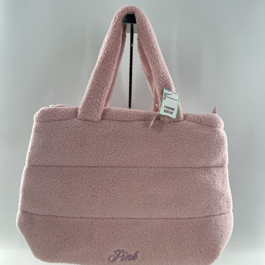 R60 pink plush tote bag