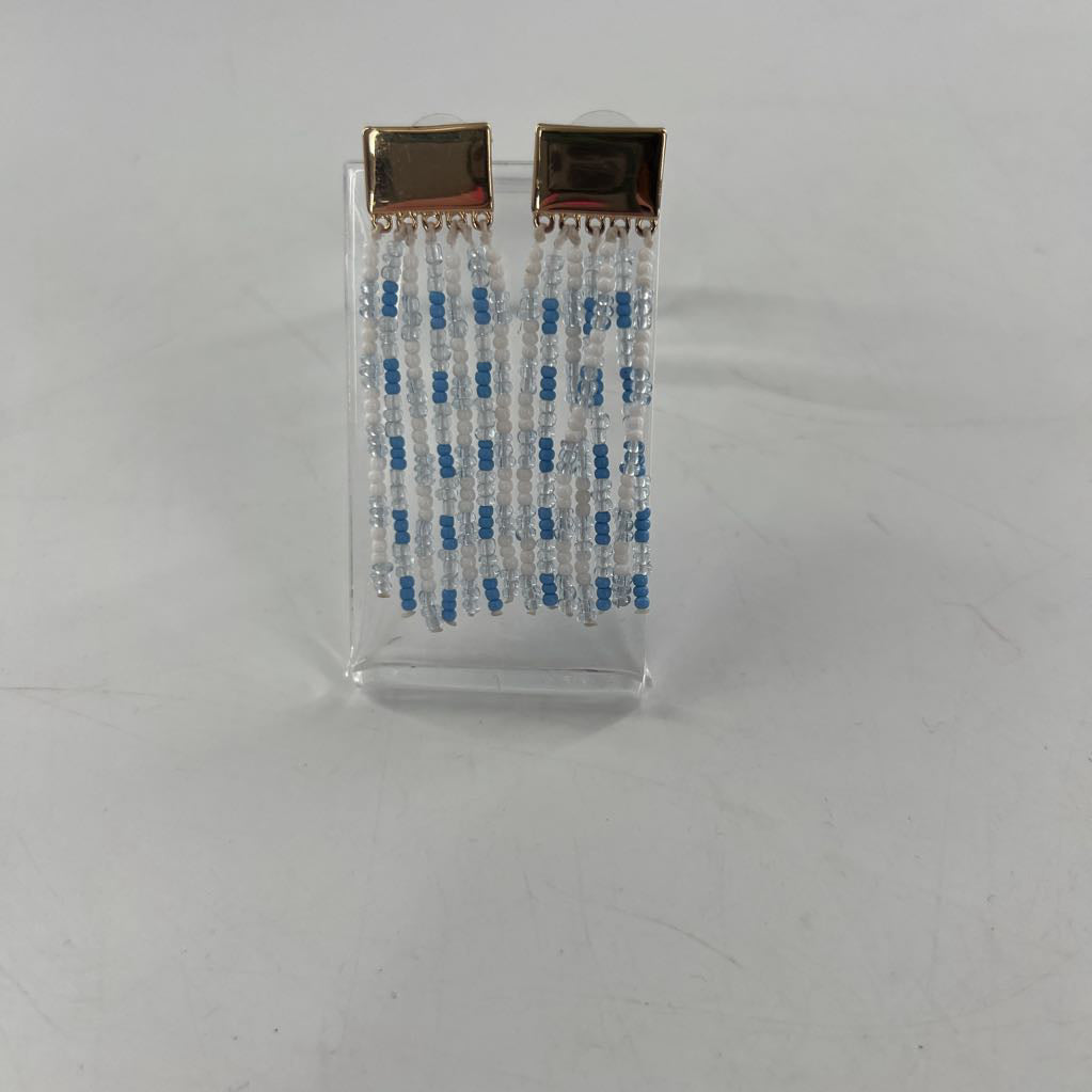 blue & white tassel earrings