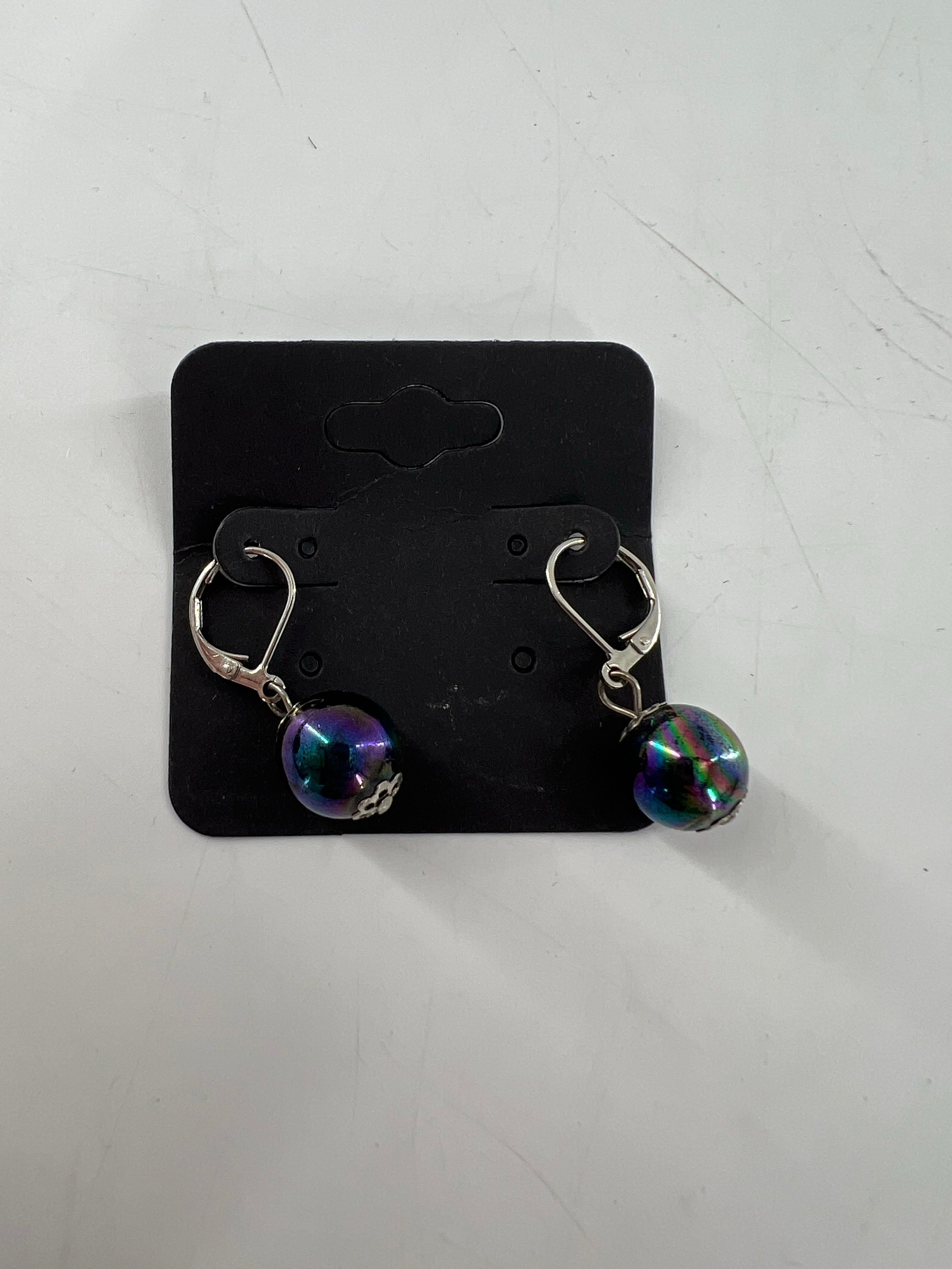 iridescent bead dangle earrings