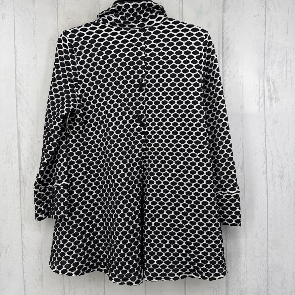 S textured button down 3/4 slv top