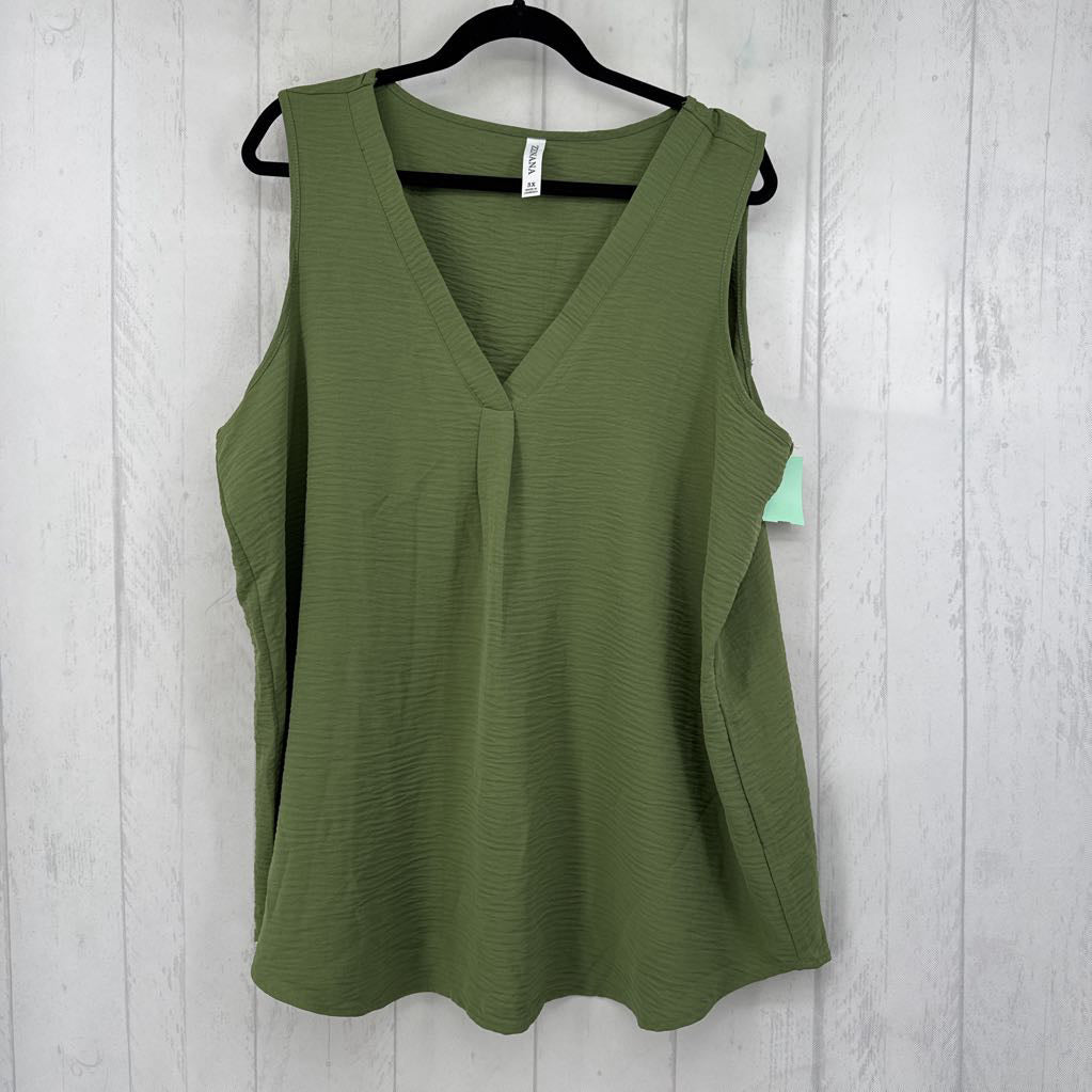 3X textured split neck tank