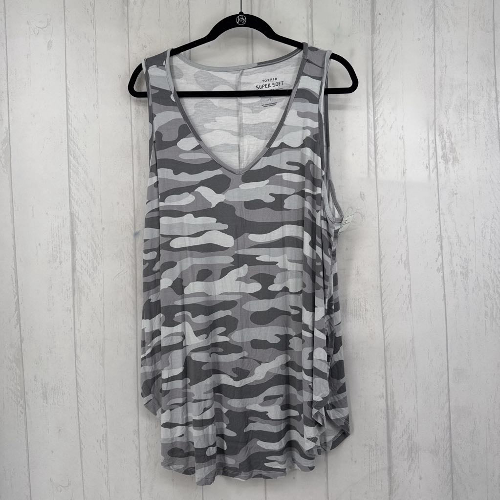 4X camo print v-neck tank
