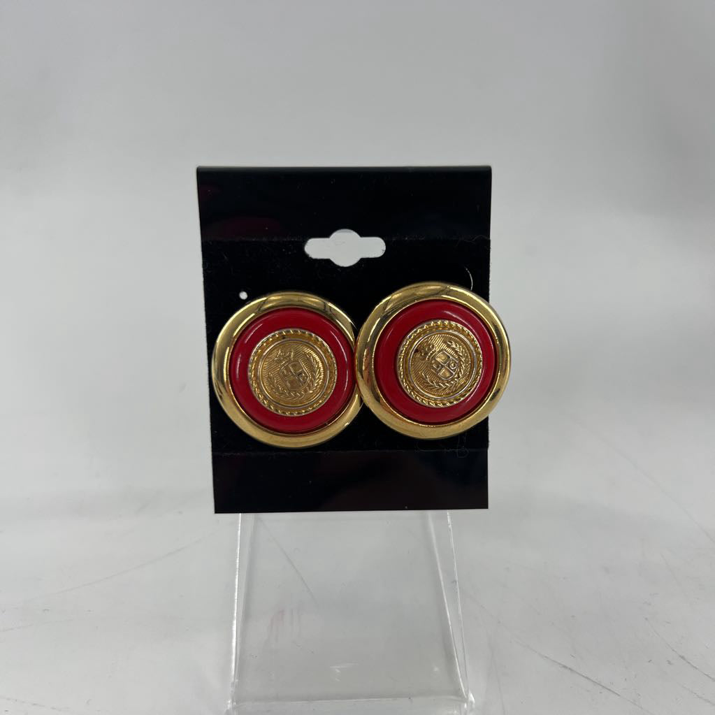 vintage red & gold earrings