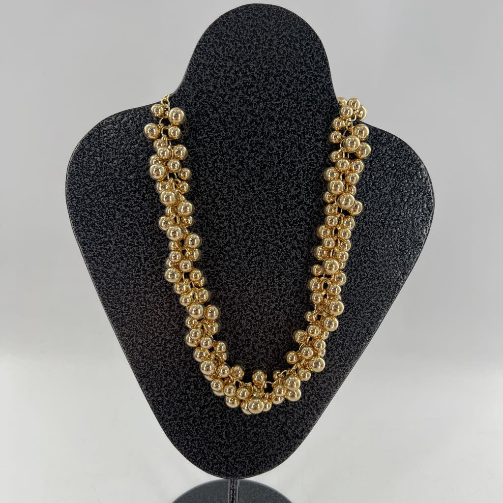 gold cluster beaded necklace