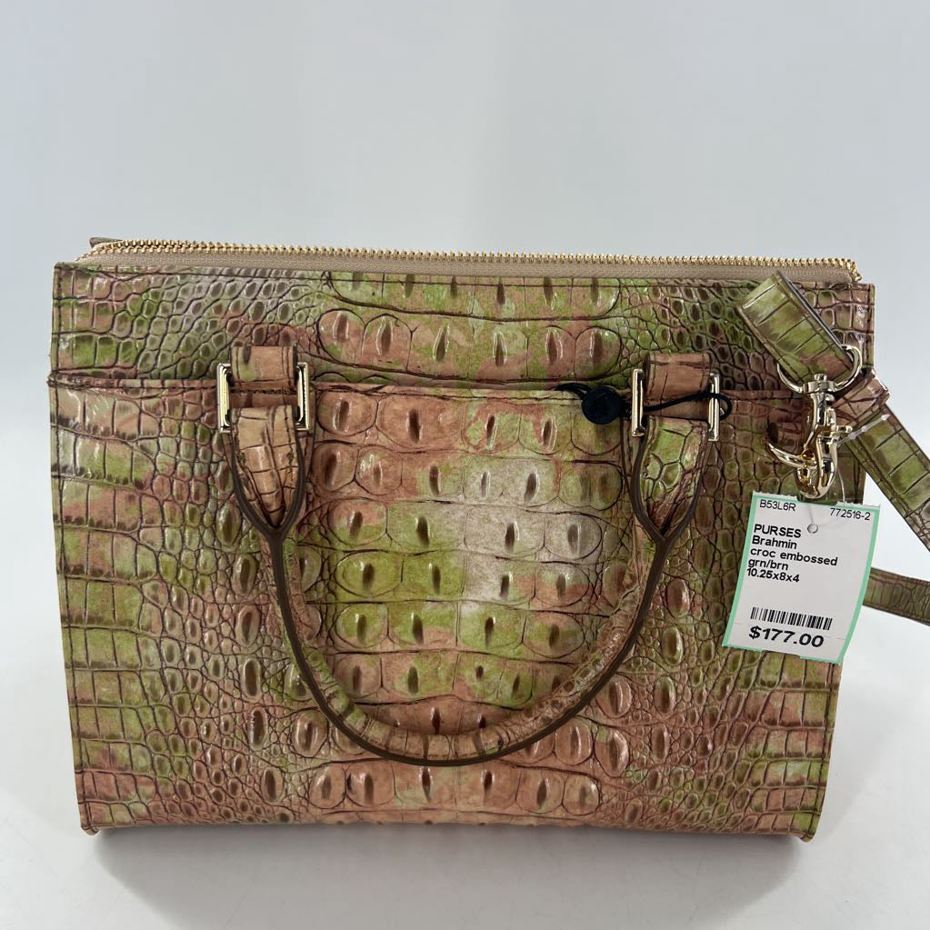 croc embossed convertible satchel