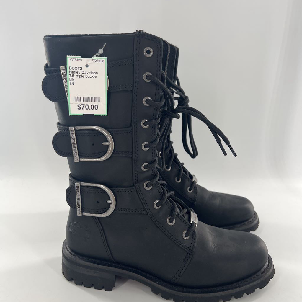 7.5 triple buckle mototcycle boots