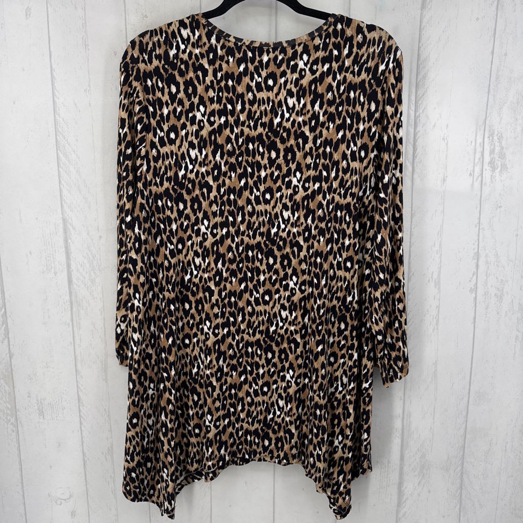 2x 3/4 slv animal print top