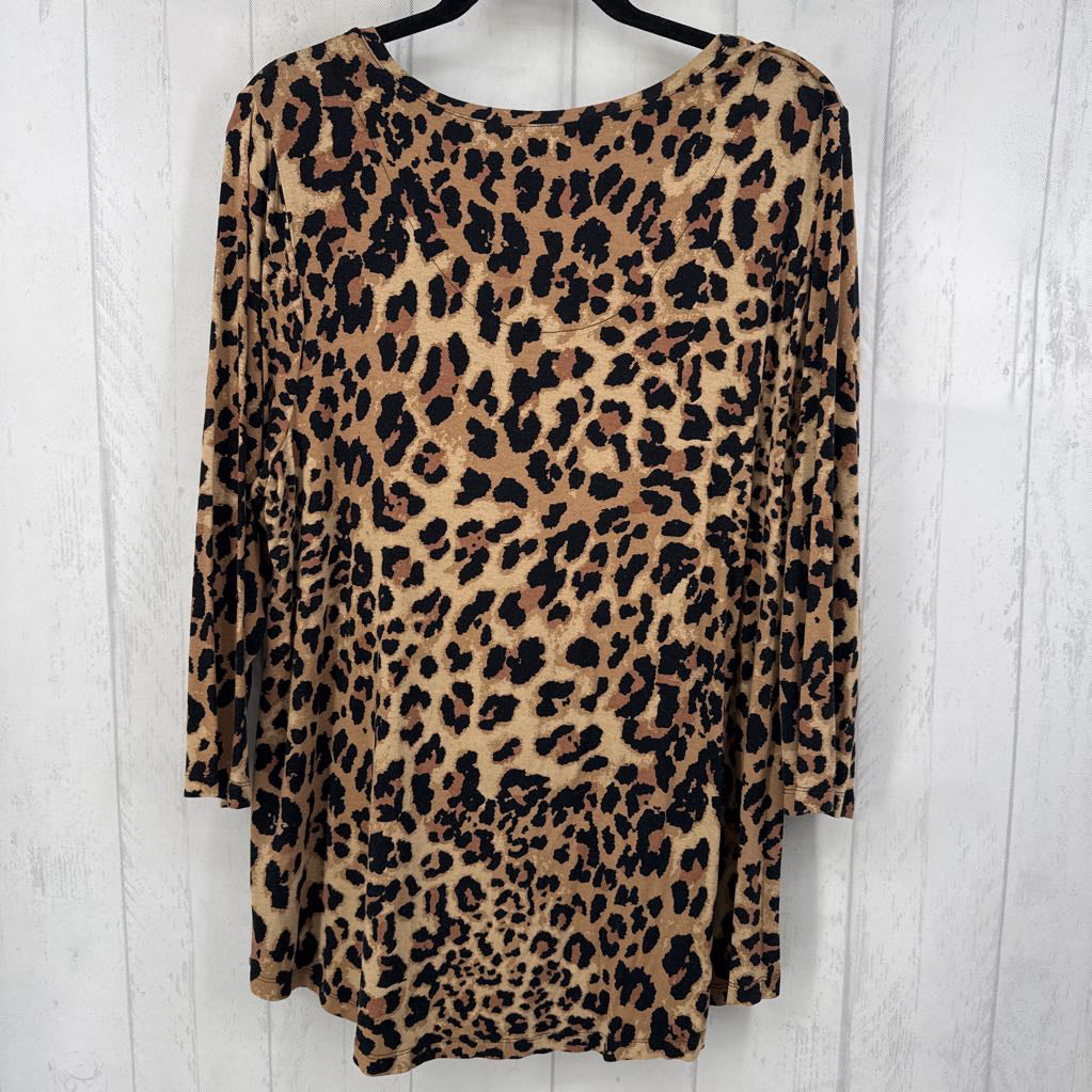 2x 3/4 slv animal print top