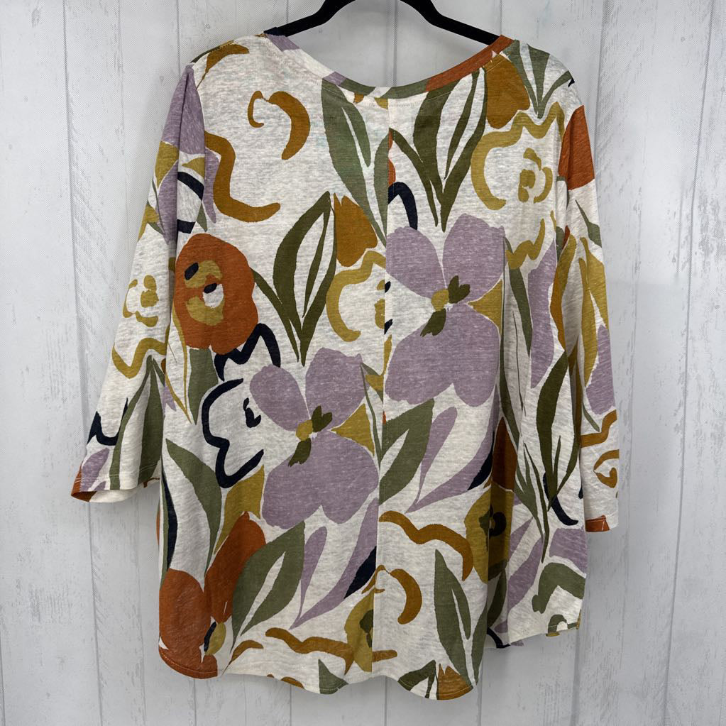 2x elbow slv flower print top