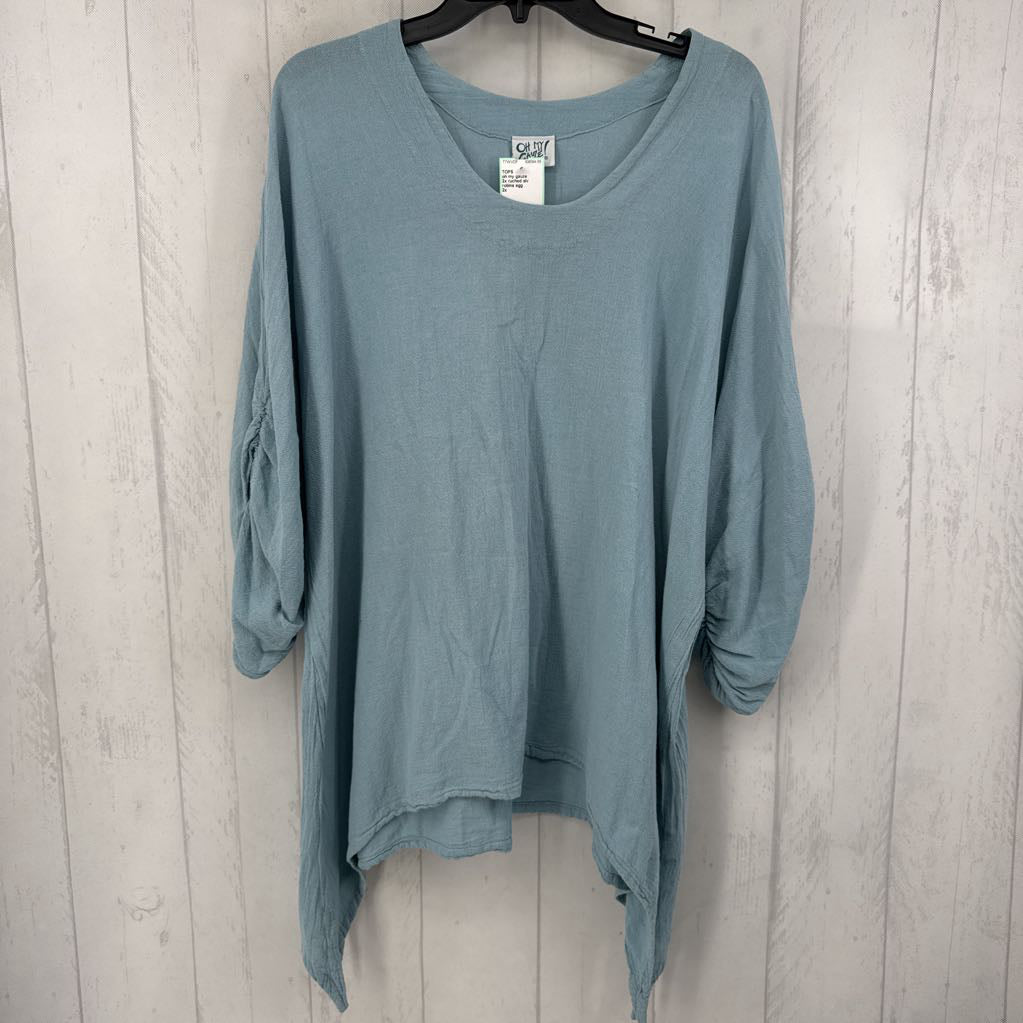 2x ruched slv gauxe top