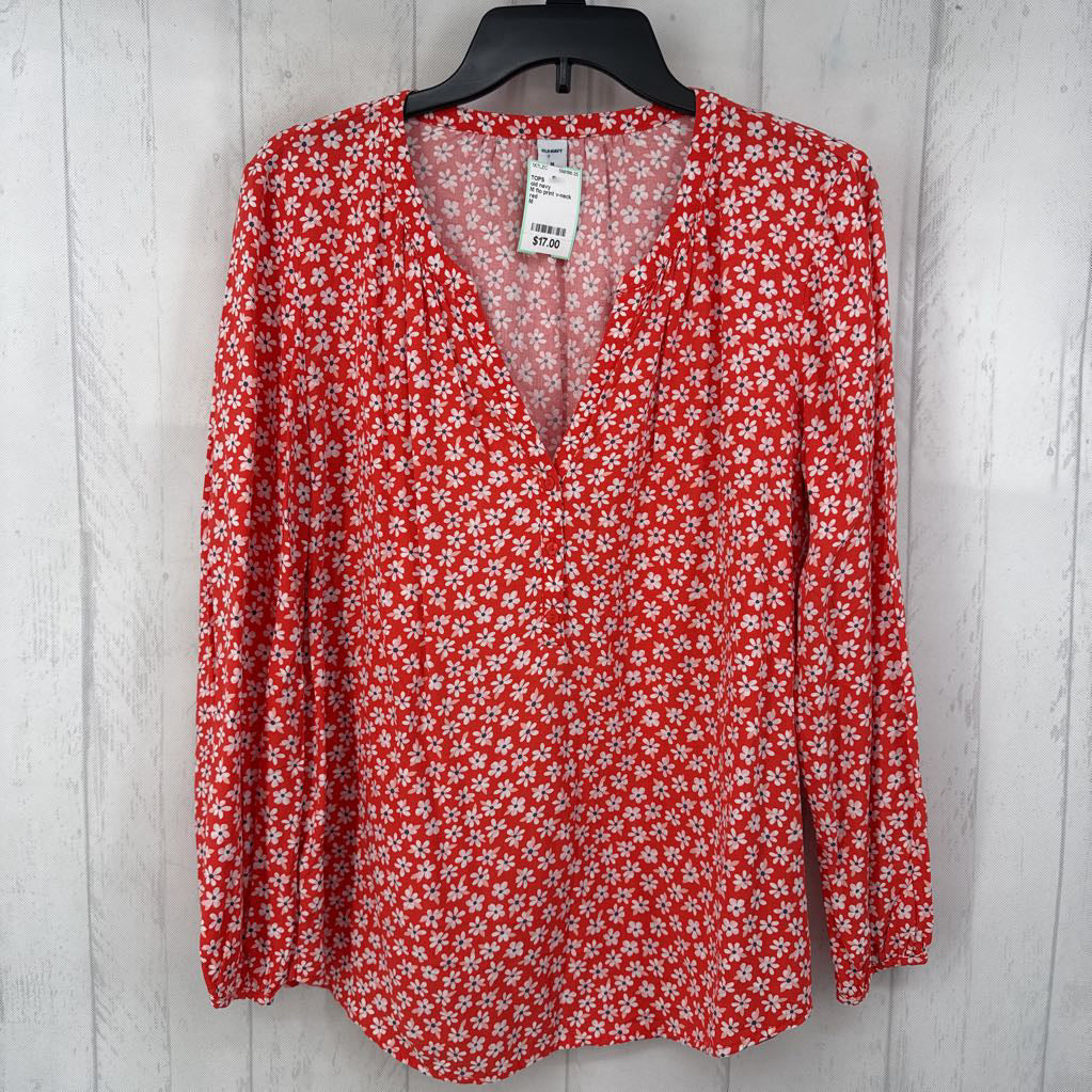 M flo print v-neck l/s top
