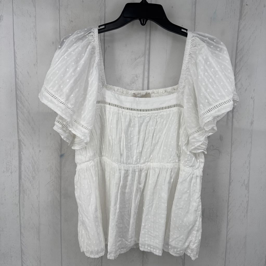 M swiss dot flutter slv top