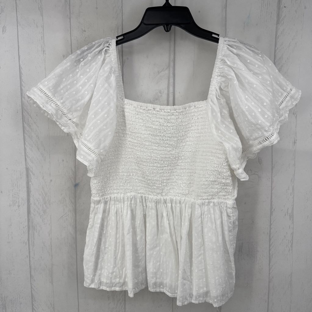 M swiss dot flutter slv top