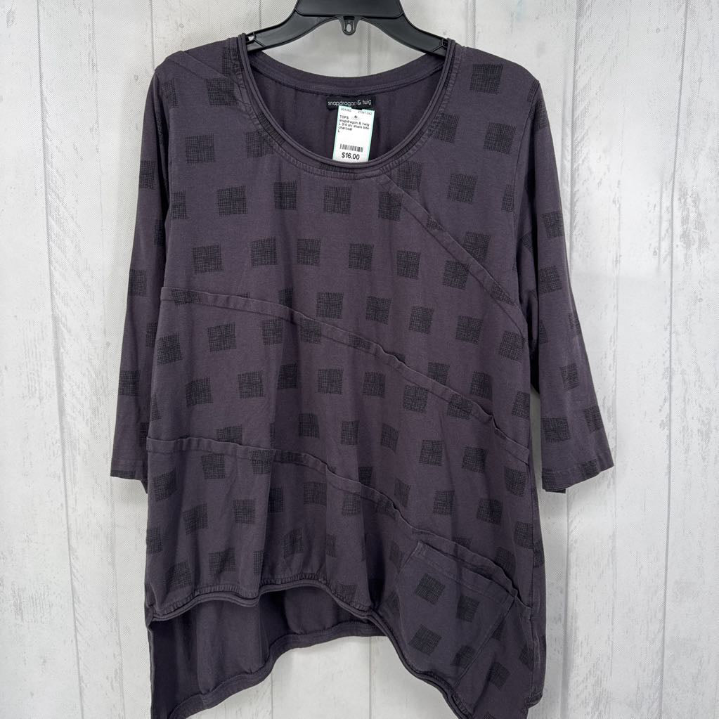 L 3/4 slv shark bite tunic