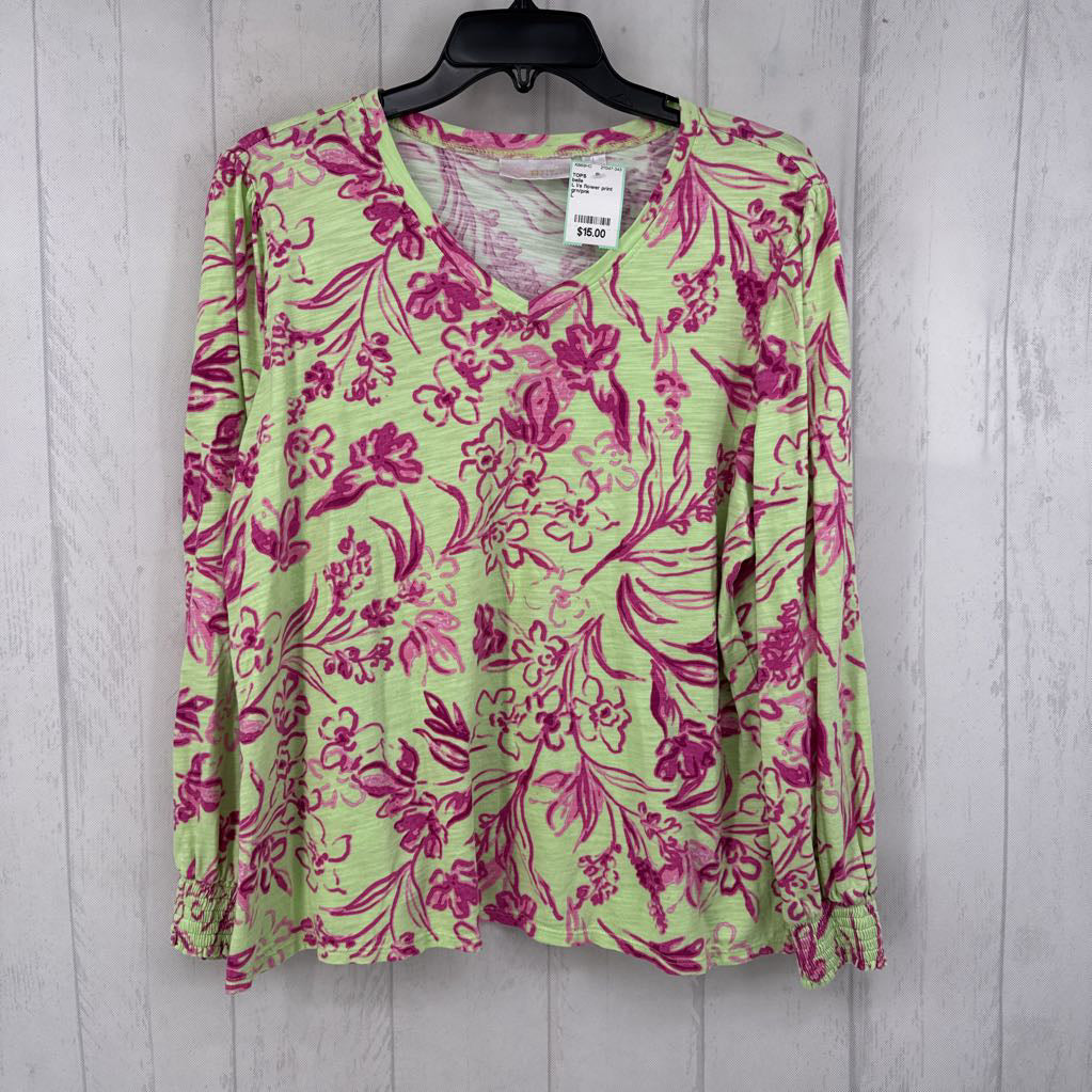 L l/s flower print top