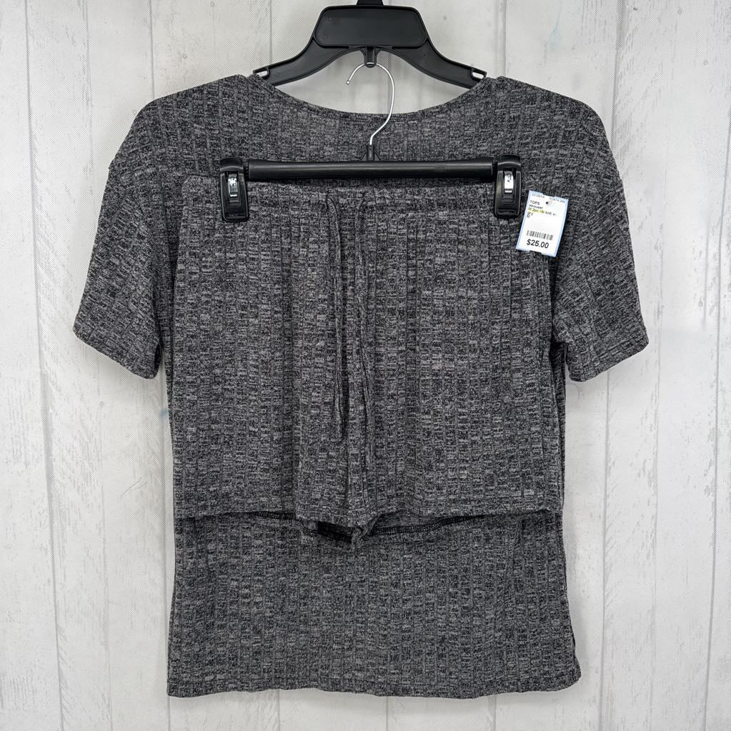 M 2pc rib knit v-neck s/s top & shorts