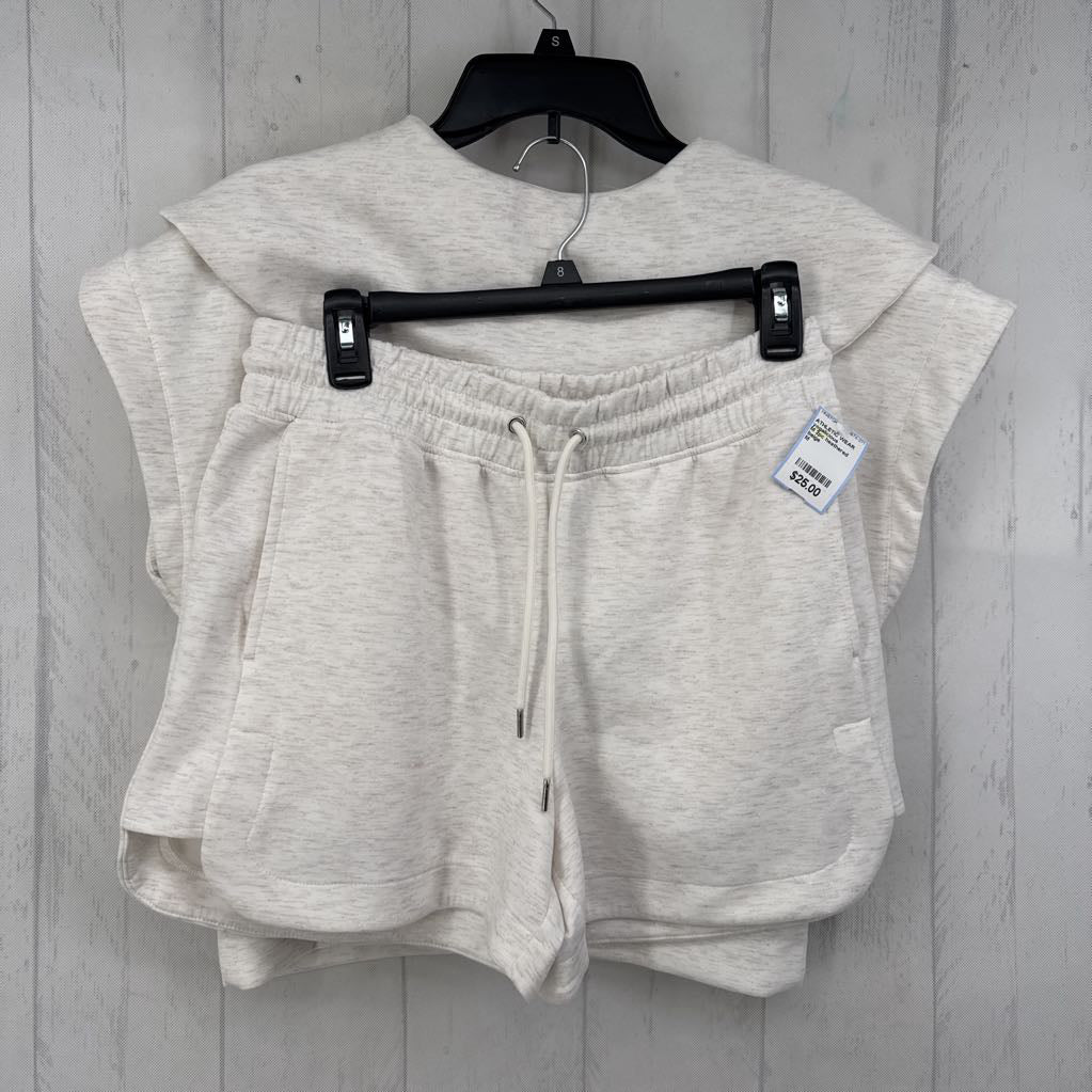 M 2pc heathered 1/2 zip slvls top & shorts